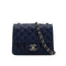 CHANEL MINI SQUARE 17 CHAIN SHOULDER BAG NAVY LAMB SKIN SILVER HARDWARE 90343974