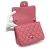 CHANEL MINI SQUARE 17 CHAIN SHUOLDER BAG PINK LAMB SKIN SILVER HARDWARE 90337277