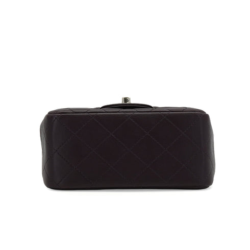CHANEL MINI SQUARE 17 CHAIN SHUOLDER BAG PURPLE LAMB SKIN SILVER HARDWARE 90350356