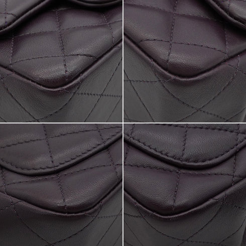 CHANEL MINI SQUARE 17 CHAIN SHUOLDER BAG PURPLE LAMB SKIN SILVER HARDWARE 90350356