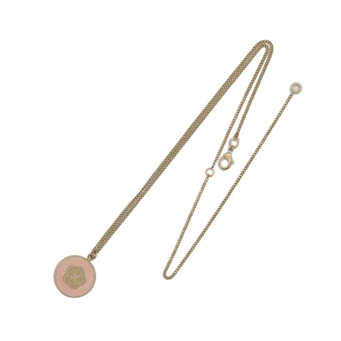 CHANEL NECKLACE CAMELLIA COCOMARK PINK GOLD ACCESSORY 06P 90347858
