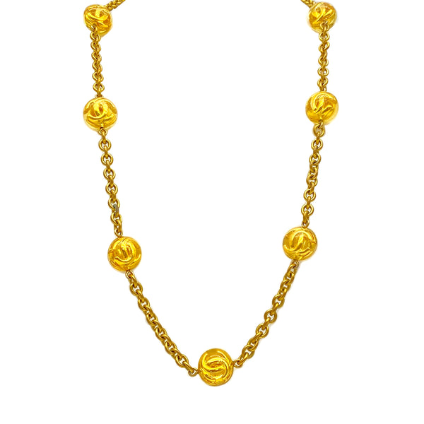 VINTAGE CHANEL NECKLACE COCOMARK BALL CHAIN GOLD ACCESSORY 25 90319664