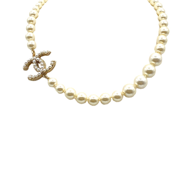 CHANEL NECKLACE COCOMARK FAUX PEARL GOLD ACCESSORY B23C 90328126