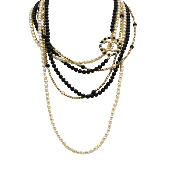 CHANEL NECKLACE COCOMARK FAUX PEARL WHITE LAYERED ACCESSORY B18P 90332931