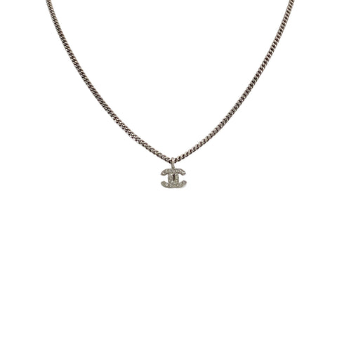 CHANEL NECKLACE COCOMARK RHINESTONE SILVER ACCESSORY D11C 90326874