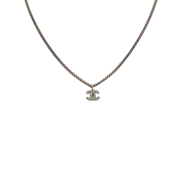 CHANEL NECKLACE COCOMARK RHINESTONE SILVER ACCESSORY D11C 90326874