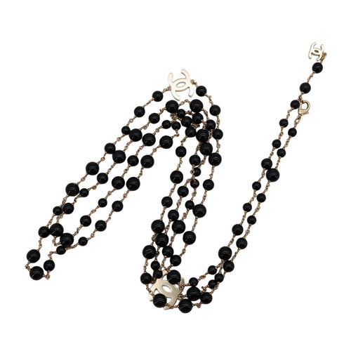 CHANEL NECKLACE COCOMARK STONE BLACK GOLD ACCESSORY 10A 90321174
