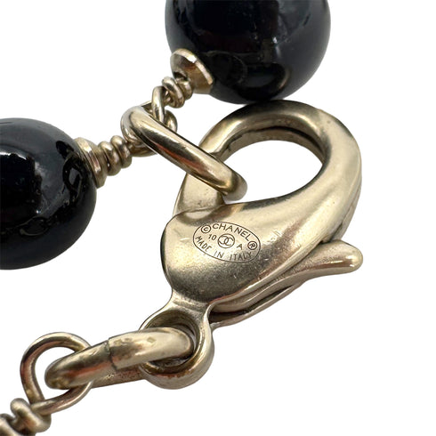 CHANEL NECKLACE COCOMARK STONE BLACK GOLD ACCESSORY 10A 90321174