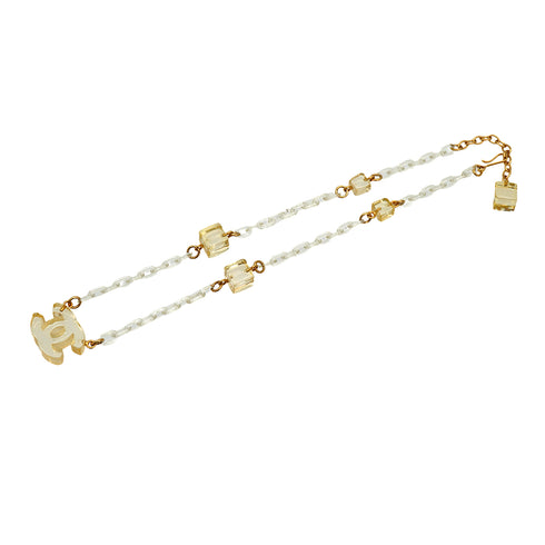 CHANEL NECKLACE CUBE COCOMARK CLEAR GOLD ACCESSORY 01P 90331820