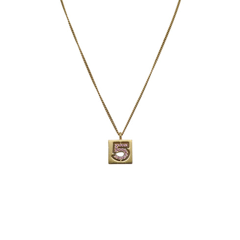 CHANEL NECKLACE No.5 RHINESTONE PINK GOLD ACCESSORY 02P 90326634