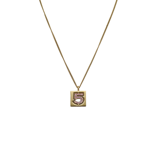 CHANEL NECKLACE No.5 RHINESTONE PINK GOLD ACCESSORY 02P 90326634