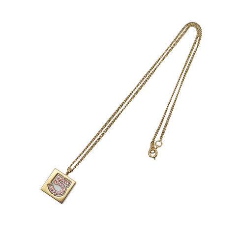 CHANEL NECKLACE No.5 RHINESTONE PINK GOLD ACCESSORY 02P 90326634
