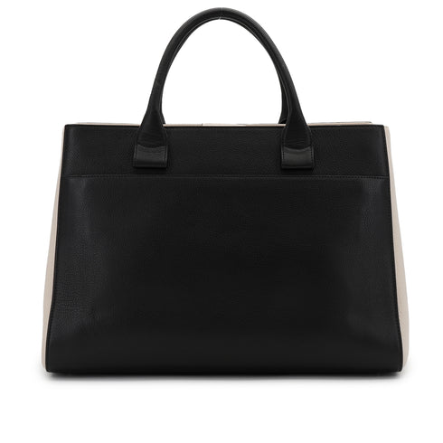 CHANEL NEO EXECUTIVE TOTE SHOULDER BAG BLACK BEIGE LEATHER GOLD HARDWARE 90325809