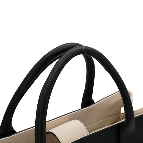 CHANEL NEO EXECUTIVE TOTE SHOULDER BAG BLACK BEIGE LEATHER GOLD HARDWARE 90325809