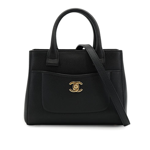 CHANEL NEO EXECUTIVE TOTE SHOULDER BAG BLACK LEATHER GOLD HARDWARE 90335590