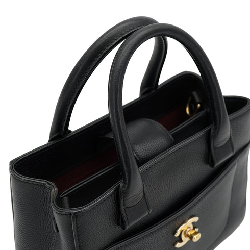 CHANEL NEO EXECUTIVE TOTE SHOULDER BAG BLACK LEATHER GOLD HARDWARE 90335590