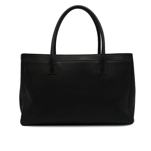 CHANEL NEO EXECUTIVE TOTE SHOULDER BAG BLACK LEATHER SILVER HARDWARE 90344573