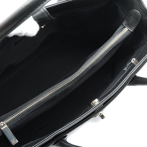CHANEL NEO EXECUTIVE TOTE SHOULDER BAG BLACK LEATHER SILVER HARDWARE 90344573