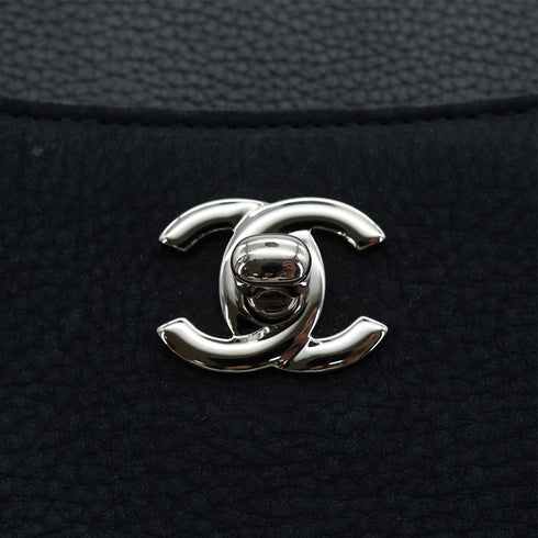 CHANEL NEO EXECUTIVE TOTE SHOULDER BAG BLACK LEATHER SILVER HARDWARE 90330949