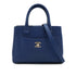 CHANEL NEO EXECUTIVE TOTE SHOULDER BAG BLUE LEATHER SILVER HARDWARE 90331963