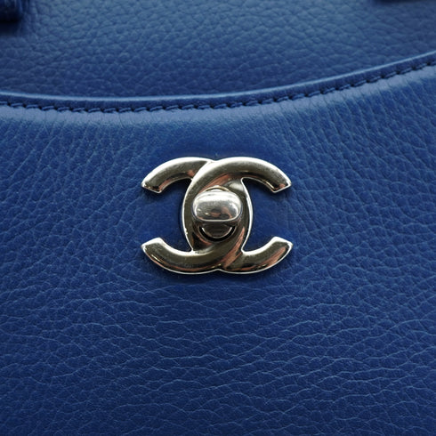 CHANEL NEO EXECUTIVE TOTE SHOULDER BAG BLUE LEATHER SILVER HARDWARE 90331963