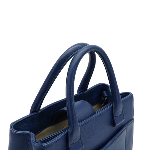 CHANEL NEO EXECUTIVE TOTE SHOULDER BAG BLUE LEATHER SILVER HARDWARE 90331963