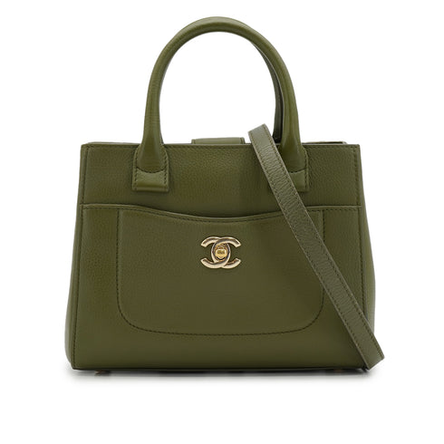 CHANEL NEO EXECUTIVE TOTE SHOULDER BAG GREEN LEATHER GOLD HARDWARE 90335588