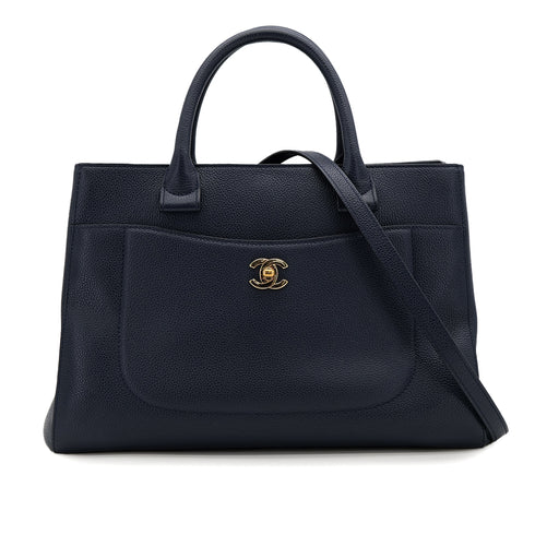 CHANEL NEO EXECUTIVE TOTE SHOULDER BAG NAVY CAVIAR SKIN GOLD HARDWARE 90322920