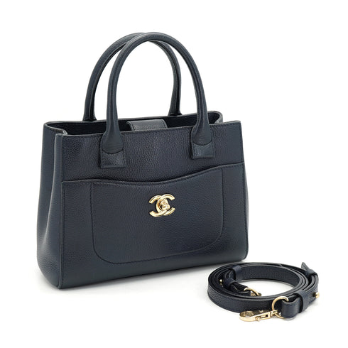 CHANEL NEO EXECUTIVE TOTE SHOULDER BAG NAVY LEATHER GOLD HARDWARE 90335589