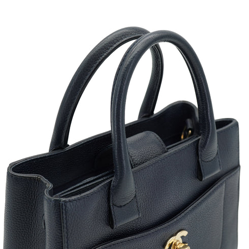 CHANEL NEO EXECUTIVE TOTE SHOULDER BAG NAVY LEATHER GOLD HARDWARE 90335589