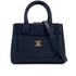 CHANEL NEO EXECUTIVE TOTE SHOULDER BAG NAVY LEATHER SILVER HARDWARE 90324809