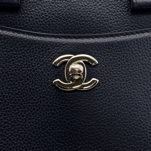 CHANEL NEO EXECUTIVE TOTE SHOULDER BAG NAVY LEATHER SILVER HARDWARE 90324809