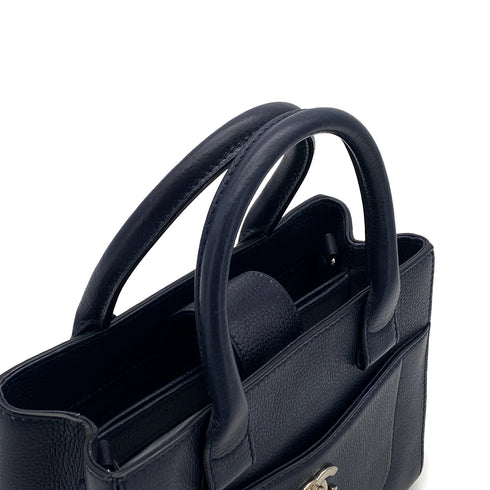 CHANEL NEO EXECUTIVE TOTE SHOULDER BAG NAVY LEATHER SILVER HARDWARE 90324809