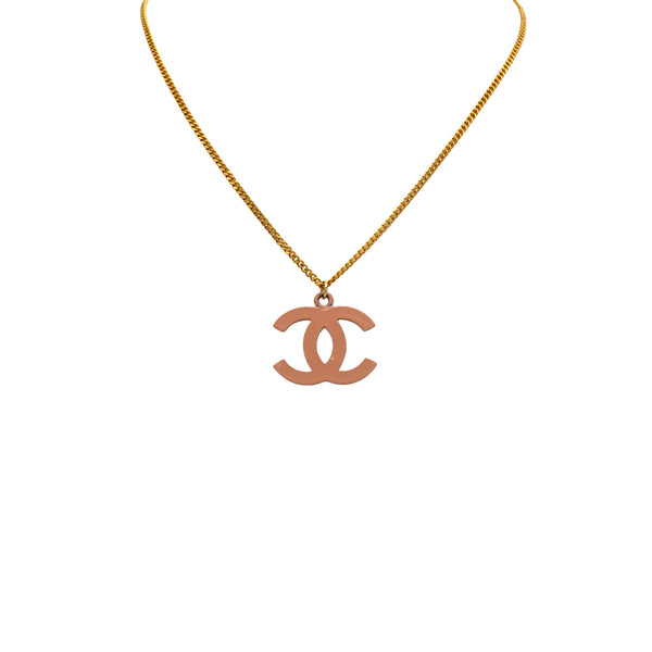 CHANEL PINK COCOMARK NECKLACE GOLD ACCESSORY 03S 90345097