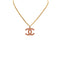 CHANEL PINK COCOMARK NECKLACE GOLD ACCESSORY 03S 90345097