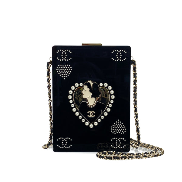 CHANEL PLAYING CARD CASINO MINAUDIERE CHAIN BAG BLACK PLASTIC GOLD HARDWARE 90309738