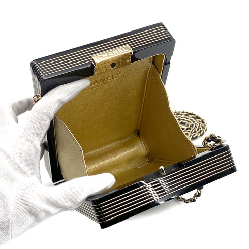 CHANEL PLAYING CARD CASINO MINAUDIERE CHAIN BAG BLACK PLASTIC GOLD HARDWARE 90309738