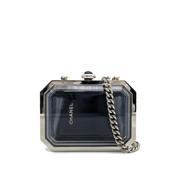 CHANEL PREMIERE CHAIN SHOULDER BAG LOGO CLEAR SILVER ACRYLIC SILVER HARDWARE B15C 90324762