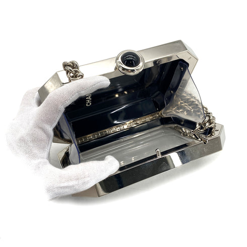 CHANEL PREMIERE CHAIN SHOULDER BAG LOGO CLEAR SILVER ACRYLIC SILVER HARDWARE B15C 90324762