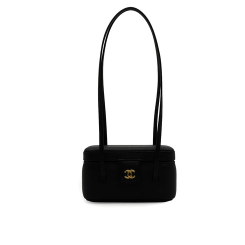 CHANEL PREPPY COCO LONG VANITY BLACK CAVIAR SKIN GOLD HARDWARE 90330277