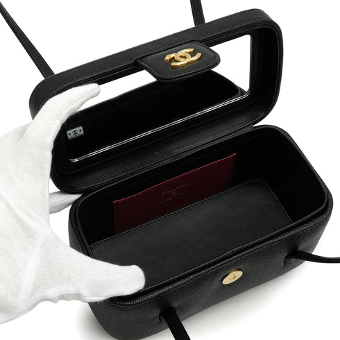 CHANEL PREPPY COCO LONG VANITY BLACK CAVIAR SKIN GOLD HARDWARE 90330277