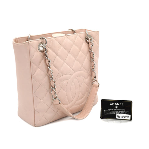 CHANEL PST CHAIN TOTE BAG PINK CAVIAR SKIN SILVER HARDWARE 90325798