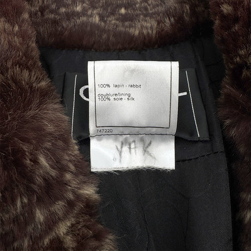 CHANEL RABBIT FUR LOGO BUTTON SHORT SLEEVE COAT BROWN LAPIN 40 05A RTW 90313369