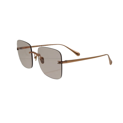 VINTAGE CHANEL RIMLESS SUNGLASSES COCOMARK BROWN GOLD EYEWEAR 90340172