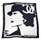 CHANEL SCARF COCO MADEMOISELLE WHITE BLACK SILK 90319320