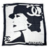 CHANEL SCARF COCO MADEMOISELLE WHITE BLACK SILK 90319320