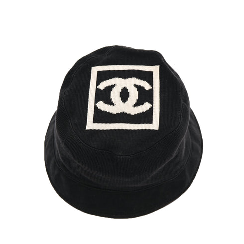 CHANEL SPORTS LINE COCOMARK LOGO BUCKET HAT BLACK COTTON 90317331