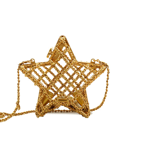 CHANEL STAR MINAUDIERE CHAIN SHOULDER BAG GOLD HARDWARE 90347923