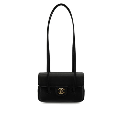 CHANEL STRAP CLUTCH BAG BLACK CAVIAR SKIN GOLD HARDWARE AP5068 90326678