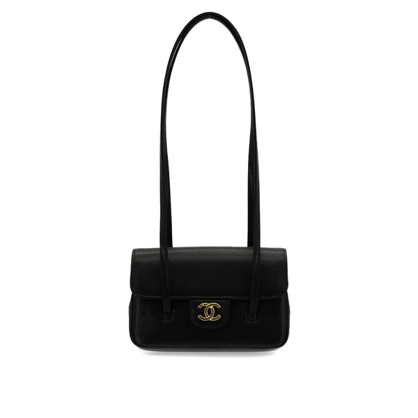 CHANEL STRAP CLUTCH BAG BLACK CAVIAR SKIN GOLD HARDWARE AP5068 90326678